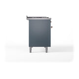 ILVE UN48FQNMPBGP Nostalgie II Noblesse 48 inch Dual Fuel Range (8 Sealed Burners + Griddle, Natural Gas, Solid Door, Blue Grey, Copper)