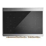 ILVE UMDIB40NR3WHG Majestic III 40 inch Induction Range with 6 Elements, 3.82 cu. ft. Total Oven Capacity (Triple Glass Door, White, Brass)