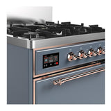 ILVE UM30QNR3BGPLP Majestic III 30 inch Dual Fuel Range with 5 Black Brass Burners, Dual Function Burner up to 25,000 BTU (Liquid Propane, Solid Door, Blue Grey, Copper)
