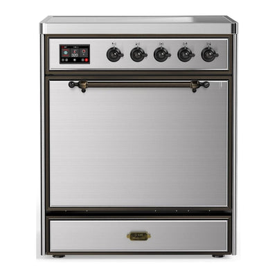 ILVE UMIB30QNR3SSB Majestic III 30 inch Induction Range with 4 Elements, 4 cu. ft. Oven Capacity (Solid Door, Stainless Steel, Burnished)