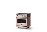 30"W. Electric Range (Finish: Blush, Trim: Brushed Brass)