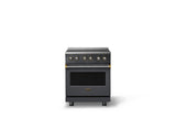 30"W. Induction Range (Finish: Cast Black, Trim: Brushed Brass)