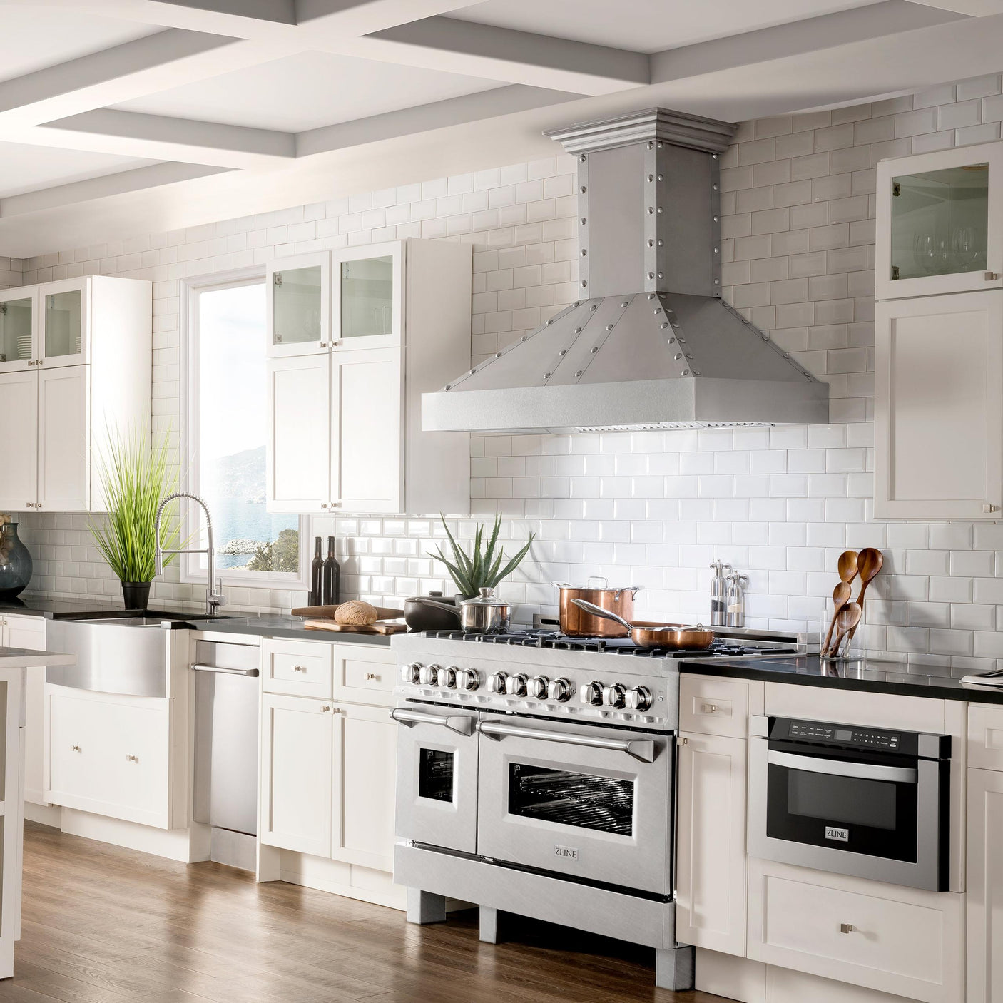 ZLINE 48 in. DuraSnow Stainless Steel 6.0 cu.ft. 7 Gas Burner/Electric Oven Range with Color Door Options (RAS-SN-48) [Color: DuraSnow Stainless Steel]