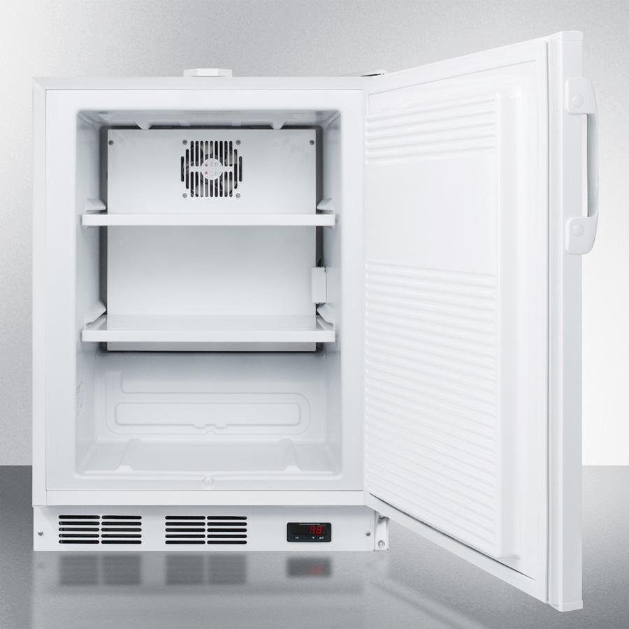 Built-in Undercounter Frost-free All-freezer for General Purpose Use, With White Exterior, Digital Thermostat, Alarm, Lock, and Hospital Grade Cord