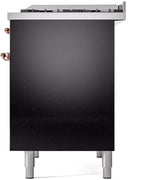Nostalgie II 40 Inch Dual Fuel Liquid Propane Freestanding Range in Glossy Black with Copper Trim