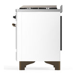 ILVE UM36FNR3WHB Majestic III 36 inch Dual Fuel Range with 6 Black Brass Burners and Griddle, Dual Function Burner up to 25,000 BTU (Triple Glass Door, White, Burnished, Natural Gas)