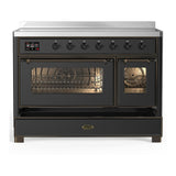 ILVE UMIB48NR3MGB Majestic III 48 inch Induction Range with 6 Elements, 5.02 cu. ft. Total Oven Capacity (Triple Glass Door, Graphite Matte, Burnished)