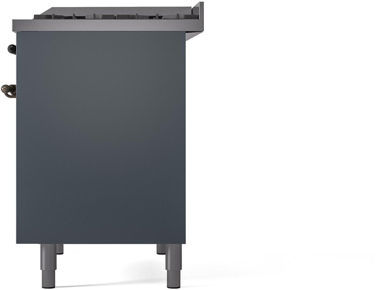 Nostalgie II 40 Inch Dual Fuel Liquid Propane Freestanding Range in Blue Grey with Bronze Trim