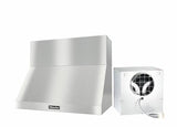 DAR 1230 Set 19 Wall-Mounted Range Hood with Extraction Mode with external XXL motor including 12" chimney cover.