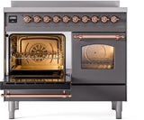 Nostalgie II 40 Inch Electric Freestanding Range in Matte Graphite with Copper Trim