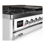 ILVE UM48FQNR3WHC Majestic III 48 inch Dual Fuel Range with 8 Burners and Griddle, Dual Function Burner up to 25,000 BTU (Natural Gas, Solid Door, White, Chrome)