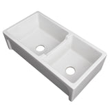 ZLINE 36" Palermo Farmhouse Apron Front Double Bowl Reversible Fireclay Kitchen Sink with Bottom Grid (FRC5121)
