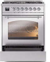 Nostalgie II 30 Inch Dual Fuel Liquid Propane Freestanding Range in Stainless Steel with Chrome Trim
