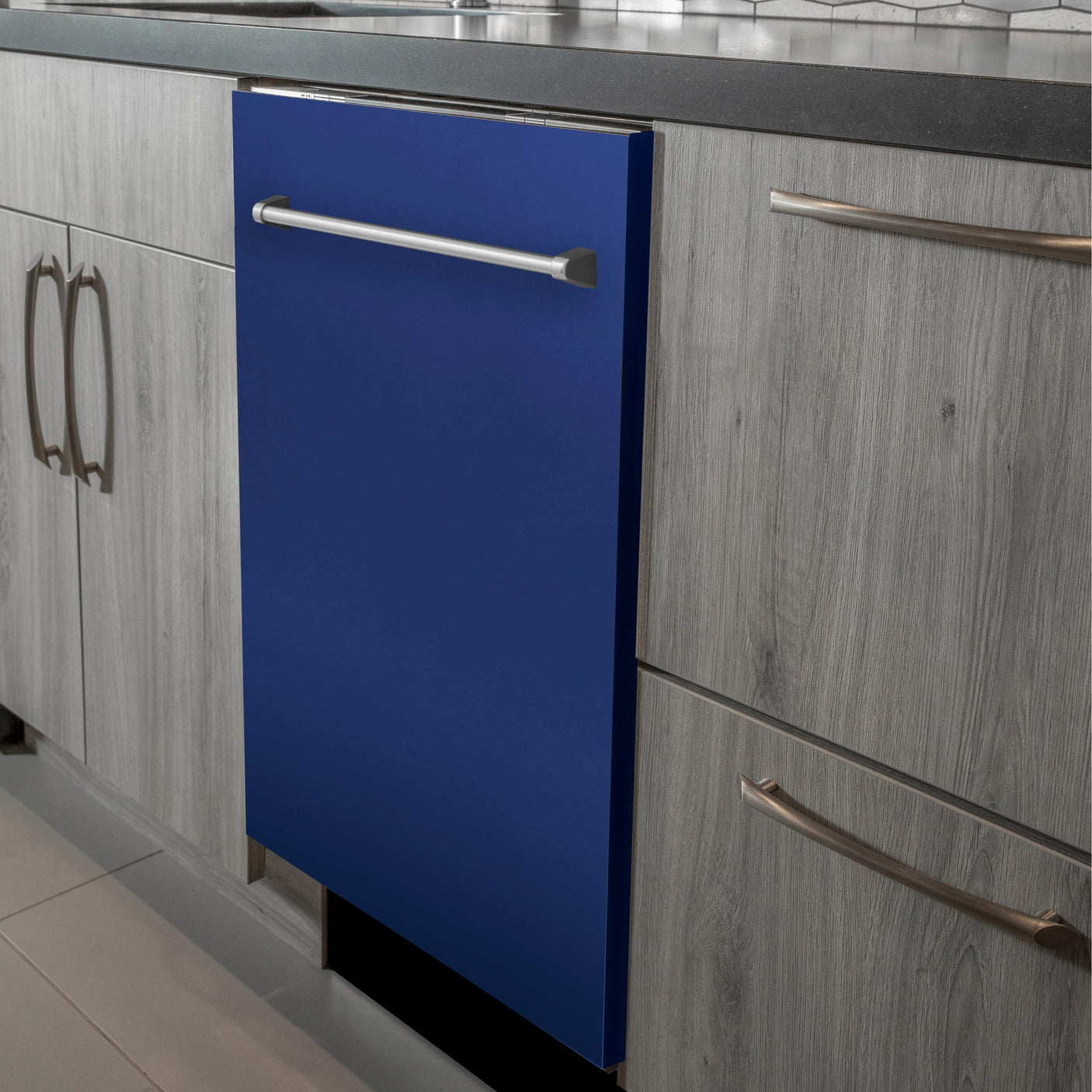 ZLINE 24 in. Top Control Dishwasher with Stainless Steel Tub and Traditional Style Handle, 52dBa (DW-24) [Color: Blue Matte]
