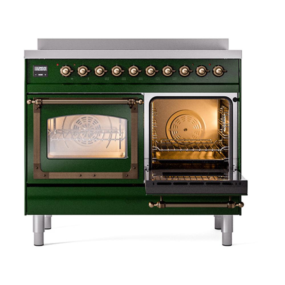 ILVE UNDI406NMPEGB Nostalgie II Noblesse 40 inch Induction Range (Triple Glass Door, Emerald Green, Burnished)