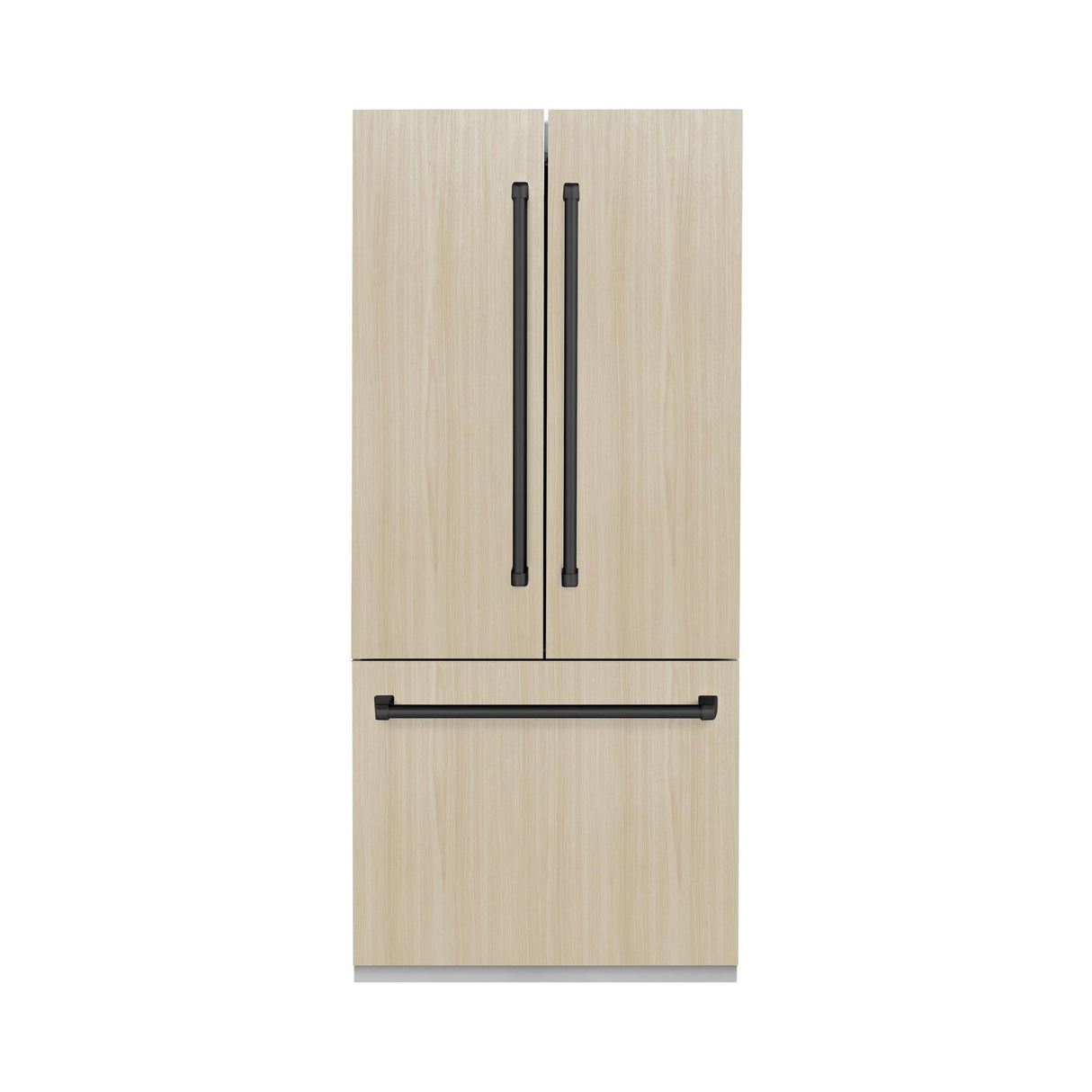ZLINE Autograph Edition 36 in. 19.6 cu. ft. Panel Ready French Door Built-In Bottom Freezer Refrigerator with Water Dispenser and Ice Maker with Stainless Steel Interior and Matte Black Accents (SRBIVZ-36-MB)