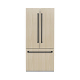 ZLINE Autograph Edition 36 in. 19.6 cu. ft. Panel Ready French Door Built-In Bottom Freezer Refrigerator with Water Dispenser and Ice Maker with Stainless Steel Interior and Matte Black Accents (SRBIVZ-36-MB)