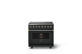 36"W. Induction Range (Finish: Antique Bronze, Trim: Brushed Brass)