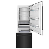 ZLINE 30" 16.1 cu. ft. Built-In 2-Door Bottom Freezer Refrigerator with Internal Water and Ice Dispenser in Black Stainless Steel (RBIV-BS-30)