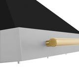 ZLINE 36 in. Autograph Edition Convertible Fingerprint Resistant DuraSnow' Stainless Steel Range Hood with Black Matte Shell and Champagne Bronze Handle (KB4SNZ-BLM36-CB)