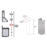 ZLINE 61" DuraSnow Stainless Steel Extended Chimney and Crown (8654-E)