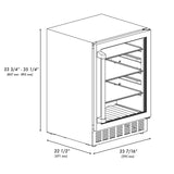 ZLINE 24" Autograph Edition 154 Can Beverage Cooler Fridge with Adjustable Shelves in Stainless Steel with Polished Gold Accents (RBVZ-US-24-G)