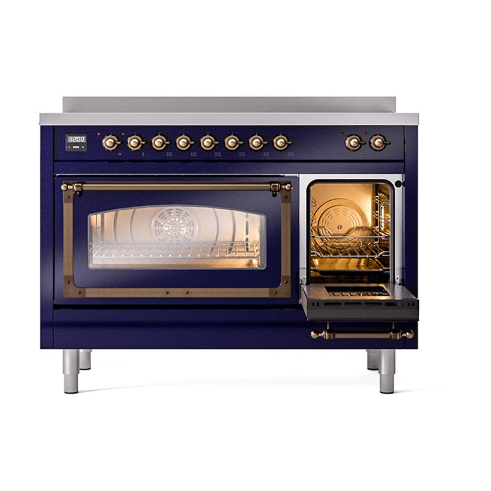 ILVE UNI486NMPMBB Nostalgie II Noblesse 48 inch Induction Range (Triple Glass Door, Midnight Blue, Burnished)