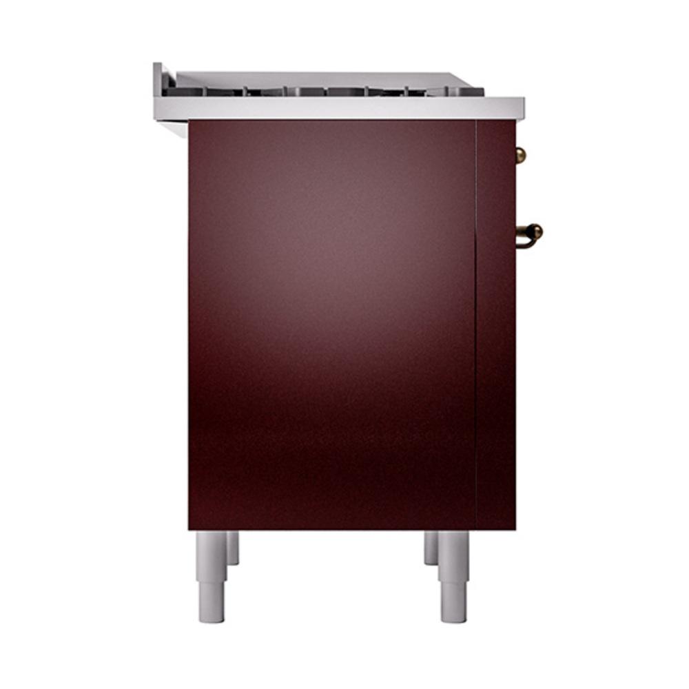ILVE UN36FQNMPBUBLP Nostalgie II Noblesse 36 inch Dual Fuel Range (Liquid Propane, Solid Door, Burgundy, Burnished)