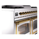 ILVE UND40FNMPSSG Nostalgie II Noblesse 40 inch Dual Fuel Range (Natural Gas, Triple Glass Door, Stainless Steel, Brass)