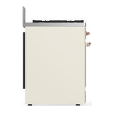 ILVE UM30NR3AWP Majestic III 30 inch Dual Fuel Range with 5 Black Brass Burners, Dual Function Burner up to 25,000 BTU (Natural Gas, Triple Glass Door, Antique White, Copper)