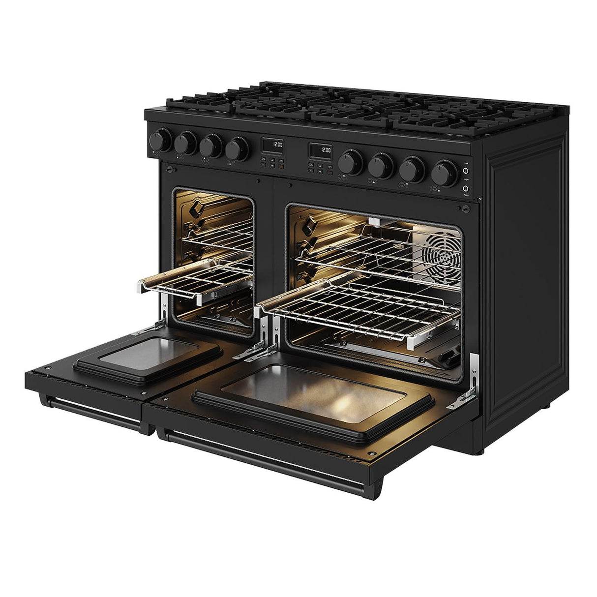 48 Inch Contemporary Professional Gas Range In Black