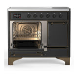 ILVE UMDIB40QNR3MGB Majestic III 40 inch Induction Range with 6 Elements, 3.82 cu. ft. Total Oven Capacity (Solid Door, Graphite Matte, Burnished)