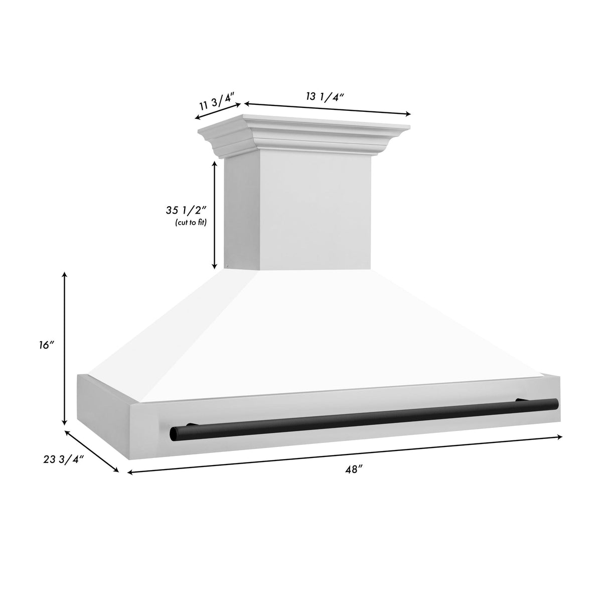 ZLINE 48 in. Autograph Edition Stainless Steel Range Hood with White Matte Shell and Handle (8654STZ-WM48) [Color: Matte Black]