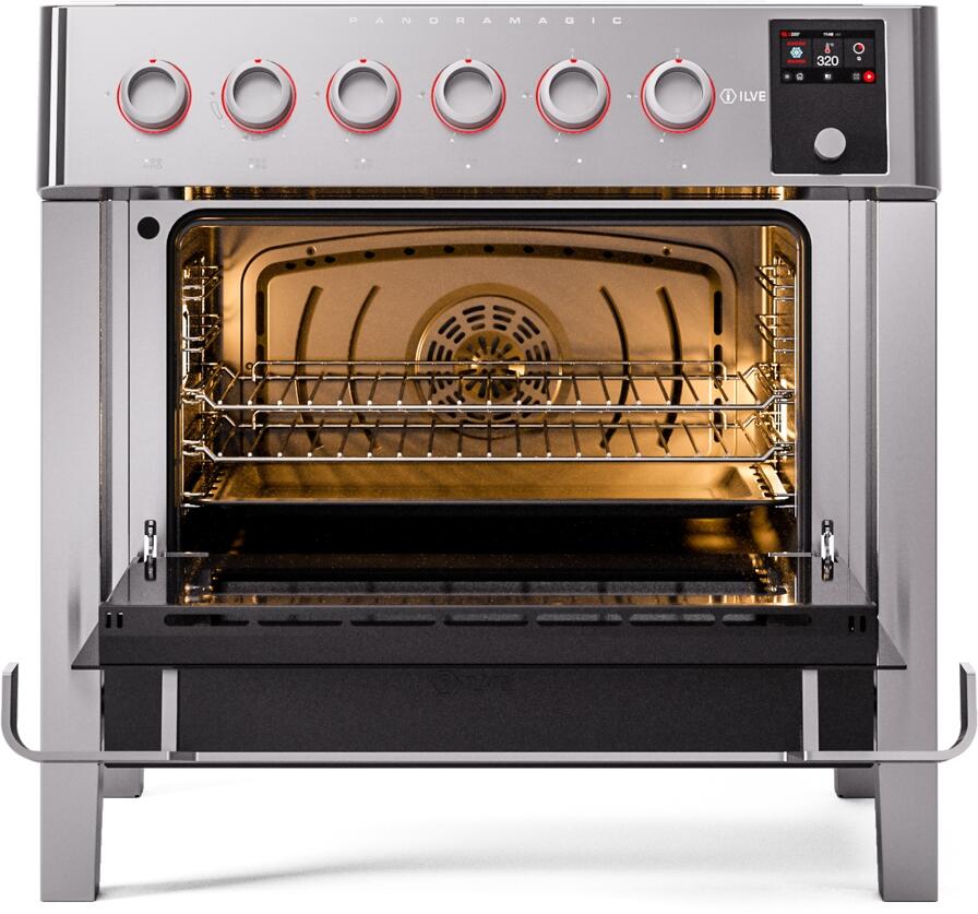 Panoramagic 36 Inch Electric Freestanding Range in Stainless Steel with Trim