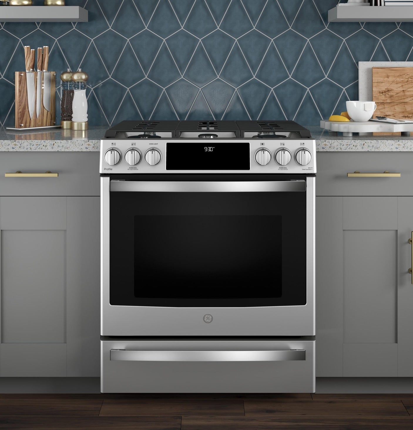 GE Profile™ 30" Smart Dual Fuel Slide-In Front-Control Range