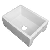 ZLINE 24 in. Venice Farmhouse Apron Front Reversible Single Bowl Fireclay Kitchen Sink with Bottom Grid in White Matte (FRC5120-WM-24)