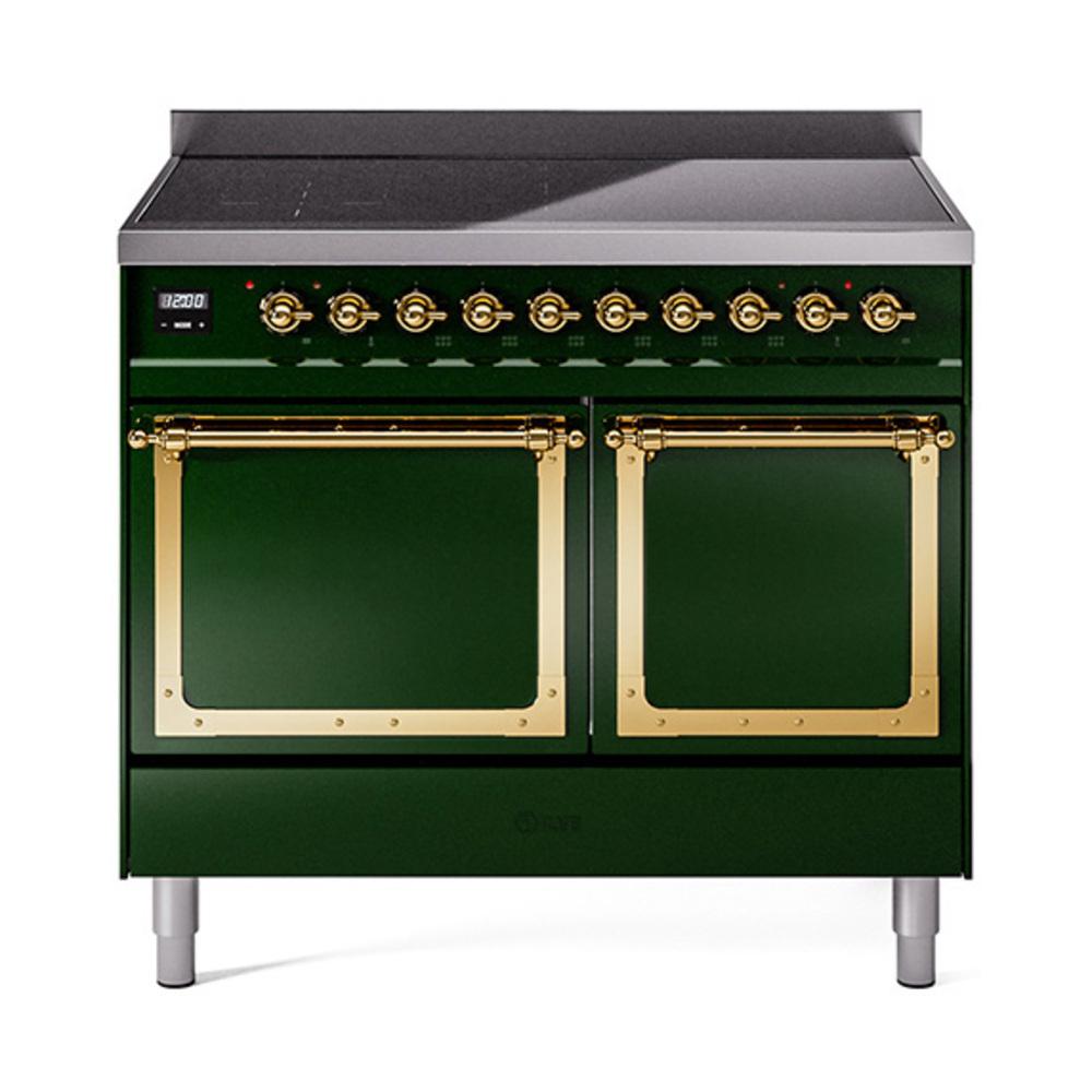 ILVE UNDI406QNMPEGG Nostalgie II Noblesse 40 inch Induction Range (Solid Door, Emerald Green, Brass)