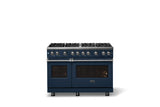 48"W. Sealed Burner Gas Range (Burner: 8b, Finish: Slate Blue, Trim: Polished Chrome, Fuel: Natural Gas)
