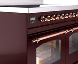 Nostalgie II 40 Inch Electric Freestanding Range in Burgundy with Copper Trim