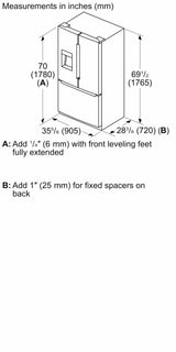 100 Series French Door Bottom Mount Refrigerator 36" Stainless steel (with anti-fingerprint), Total No Frost