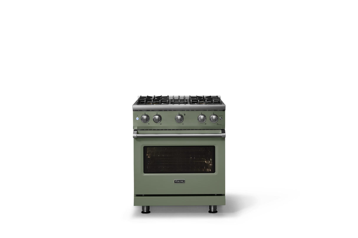 30"W. Sealed Burner Gas Range (Finish: Eucalyptus, Trim: Polished Chrome, Fuel: Natural Gas)