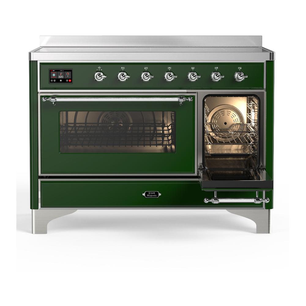 ILVE UMIB48NR3EGC Majestic III 48 inch Induction Range with 6 Elements, 5.02 cu. ft. Total Oven Capacity (Triple Glass Door, Emerald Green, Chrome)