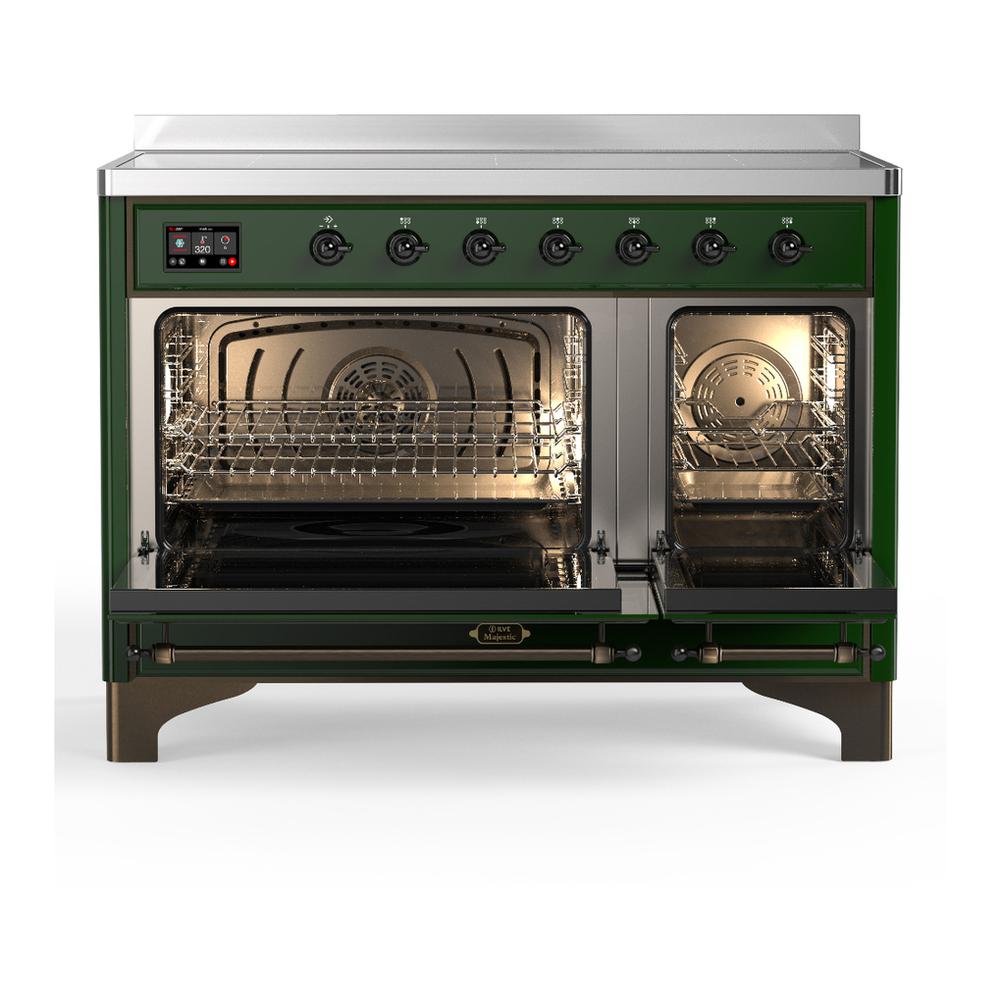 ILVE UMIB48NR3EGB Majestic III 48 inch Induction Range with 6 Elements, 5.02 cu. ft. Total Oven Capacity (Triple Glass Door, Emerald Green, Burnished)