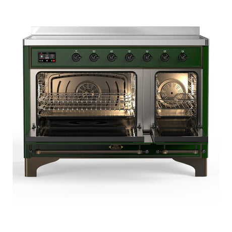 ILVE UMIB48NR3EGB Majestic III 48 inch Induction Range with 6 Elements, 5.02 cu. ft. Total Oven Capacity (Triple Glass Door, Emerald Green, Burnished)
