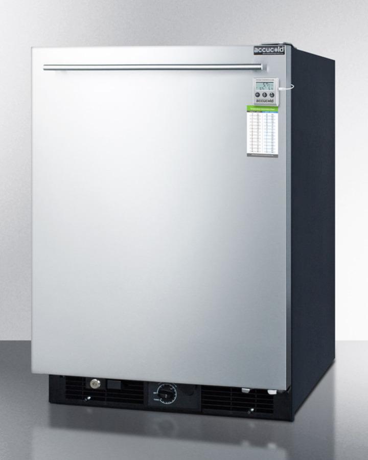 24" Wide Frost-free Built-in Undercounter All-refrigerator With Temperature Alarm, Thermometer, Lock, Internal Fan, Green Dot Cord, and Stainless Steel Door