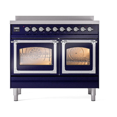 ILVE UNDI406NMPMBC Nostalgie II Noblesse 40 inch Induction Range (Triple Glass Door, Midnight Blue, Chrome)