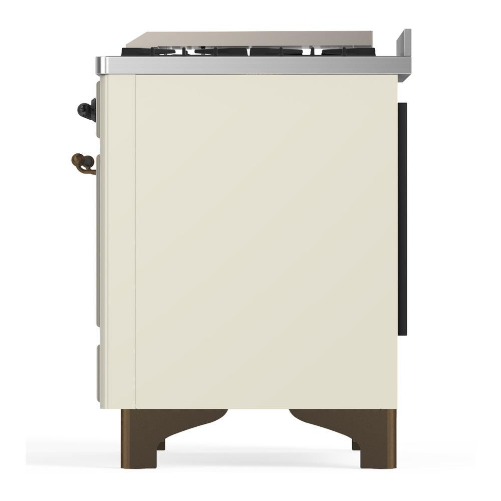 ILVE UMD40FNR3AWB Majestic III 40 inch Dual Fuel Range with 6 Burners and Griddle, Dual Function Burner up to 25,000 BTU (Natural Gas, Triple Glass Door, Antique White, Burnished)