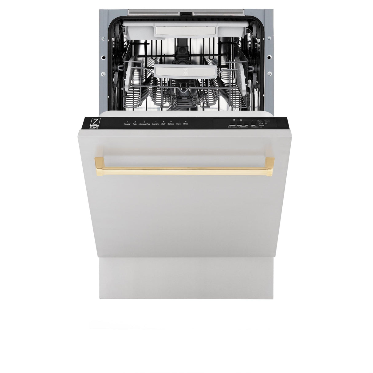 ZLINE Autograph Edition 18 Compact 3rd Rack Top Control Dishwasher in Stainless Steel with Accent Handle, 51dBa (DWVZ-304-18) [Color: Gold]