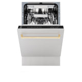 ZLINE Autograph Edition 18 Compact 3rd Rack Top Control Dishwasher in Stainless Steel with Accent Handle, 51dBa (DWVZ-304-18) [Color: Gold]