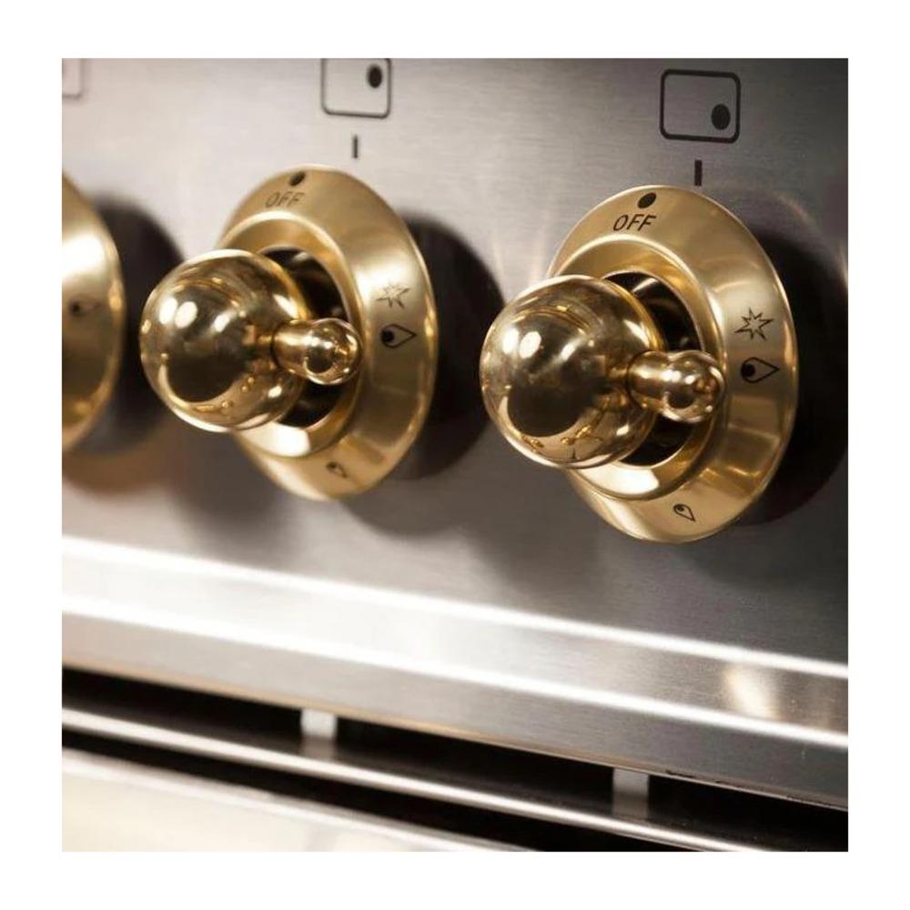 ILVE UPN90FDMPI Nostalgie I 36 inch Dual Fuel Range (Stainless Steel, Brass Trim) (Natural Gas)